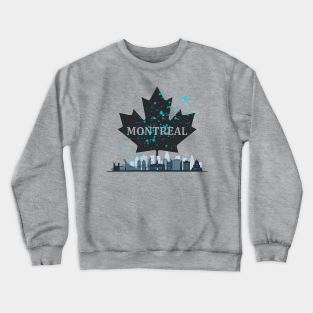 Montreal Canada Skyline Crewneck Sweatshirt by TrapperWeasel